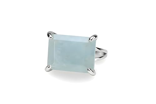 Milchig Aquamarin Ring 925 Sterling Silber Prong M