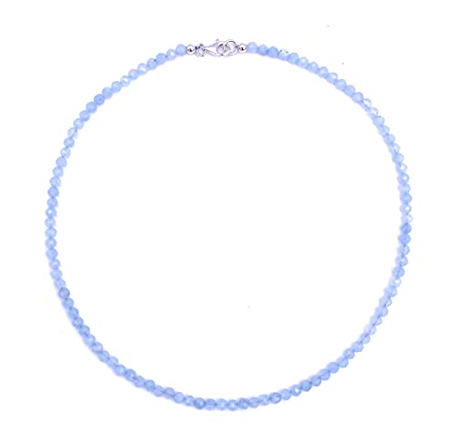 Aquamarin Schmuck Halskette Aquamarin Kette Kugeln Facettiert Gr
