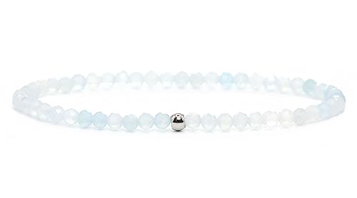 Echtes Aquamarin Aaa Edelstein Armband Mit Facettierten 3mm