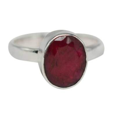 925 Sterling Silber Rubin Edelstein Ring Gr E