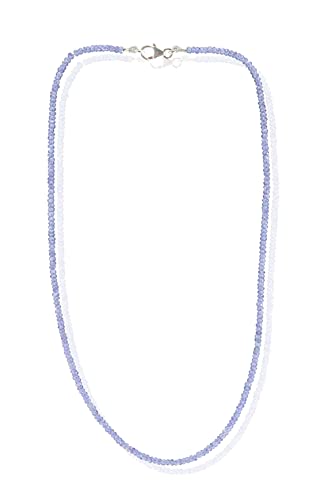 Tansanit Kette Halskette Collier Facettiert 925er Silberverschluss Tansanitkette