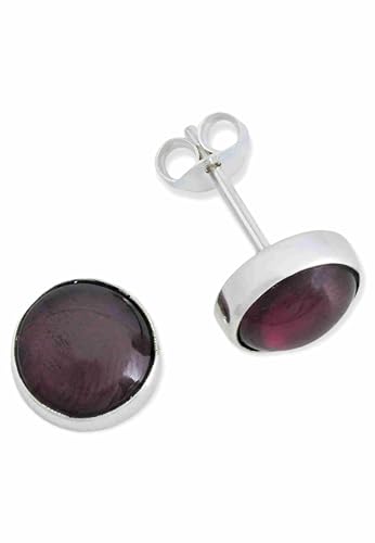 Ohrstecker 925 Silber Granat Roter Stein Edelstein Ohrringe