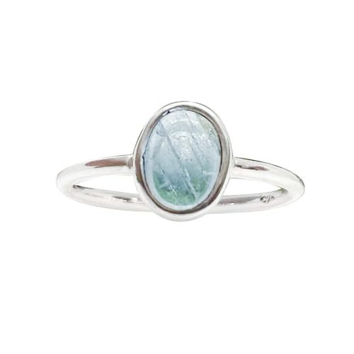 Nat Rlicher Aquamarin Ring 925er Sterlingsilber Ring M
