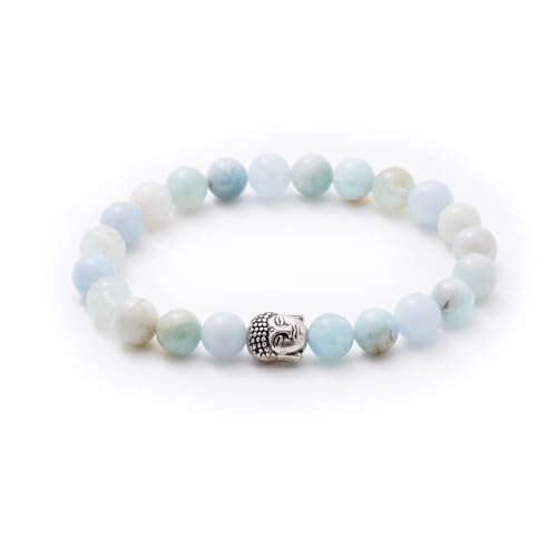 Bergerlin Aquamarin Armband Echt Mit Naturstein Perlen Buddha