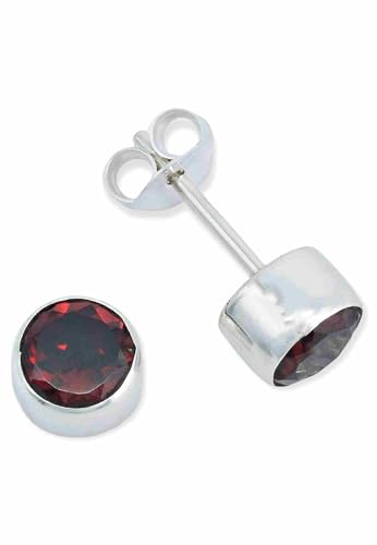 Ohrstecker 925 Silber Granat Roter Stein Edelstein Ohrringe