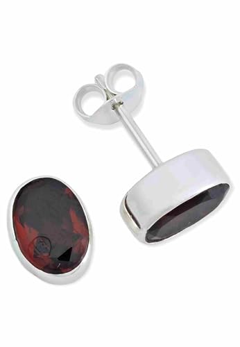 Ohrstecker 925 Silber Granat Roter Stein Edelstein Ohrringe