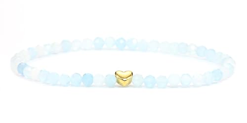 Lakada Echtes Aquamarin Edelstein Armband Mit Facettierten 4mm
