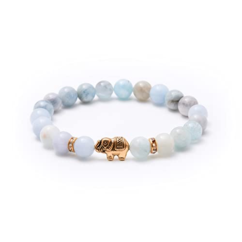 Bergerlin Aquamarin Armband Mit Echten Naturstein Perlen Und
