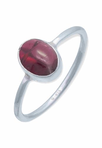 Mantraroma Ring Silber 925 Damen Granat Edelstein Rot