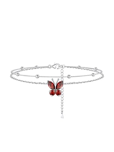 Bestyle Fu Kettchen Silber 925 Damen Granat Stein