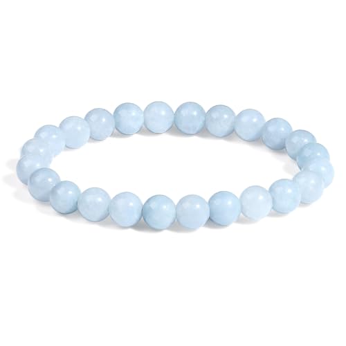 Xiannvxi Aquamarin Armband 8mm Perlen Blau Perlenarmband Kristalle