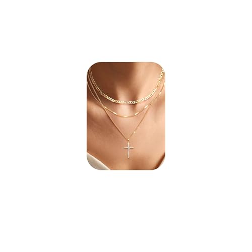 Adramata 3pcs Halskette Damen Kette Gold 14k Plattiert