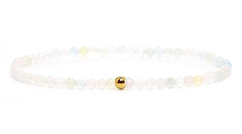 Echtes Morganit Edelstein Armband Mit Facettierten 3mm Perlen