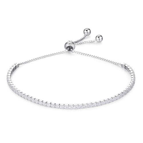 Silbertale 925 Sterling Silber Cubic Zirkonia Armband Einstellbare
