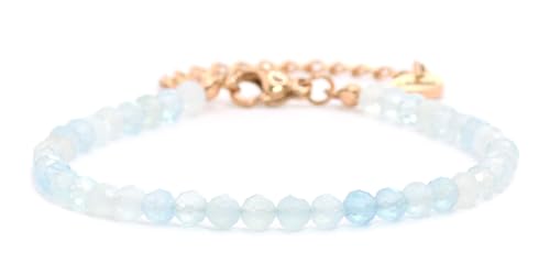 Lakada Echtes Aquamarin Edelstein Armband Mit Facettierten 4mm