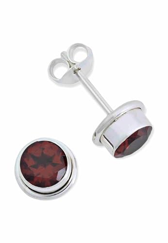 Ohrstecker 925 Silber Granat Roter Stein Edelstein Ohrringe