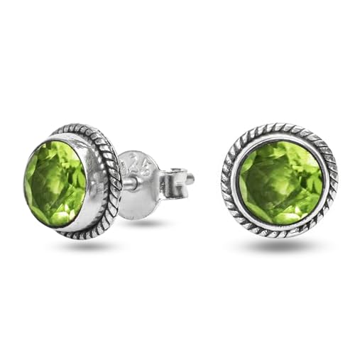 Peridot Edelstein Ohrstecker 925 Sterling Silber Ohrring Handarbeit