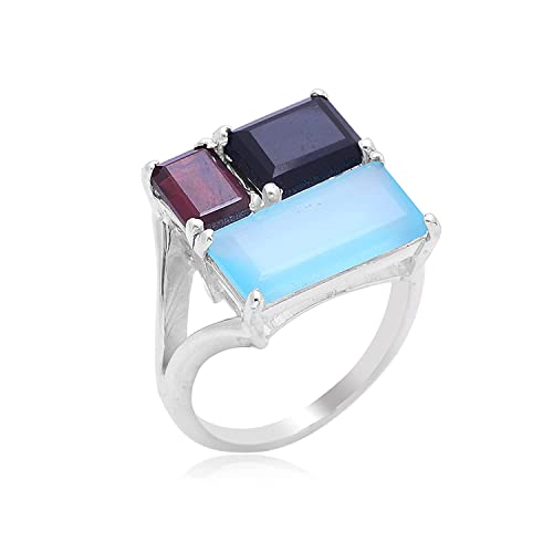 Mehrere Edelstein Alltagskleidung Handgemachter 925 Sterling Silber Ring