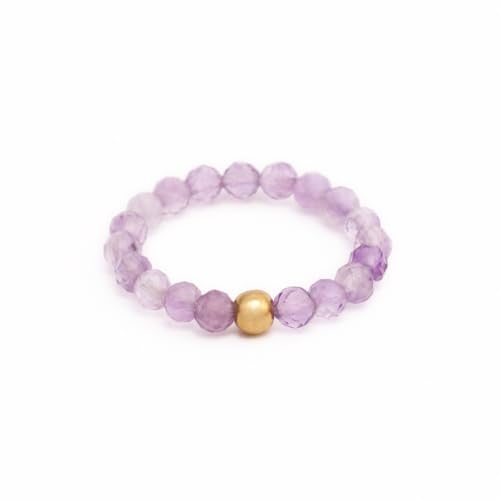 Bergerlin Echter Amethyst Ring Mit Goldperle Facettierte Perlen