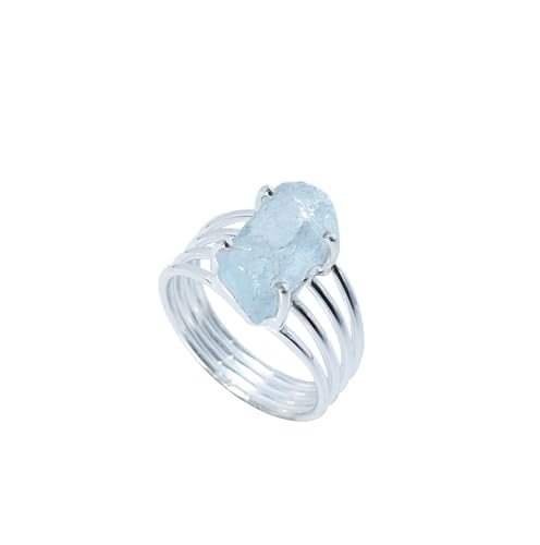 Gems Vibes Ring Aus Echtem Aquamarin Handgefertigt Feiner