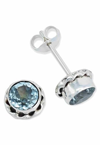 Ohrstecker 925 Silber Blau Topas Hellblauer Stein Edelstein