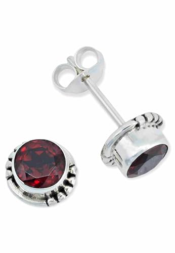 Ohrstecker 925 Silber Granat Roter Stein Edelstein Ohrringe
