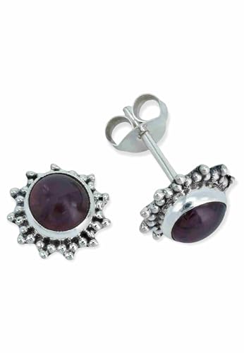 Ohrstecker 925 Silber Granat Roter Stein Edelstein Ohrringe