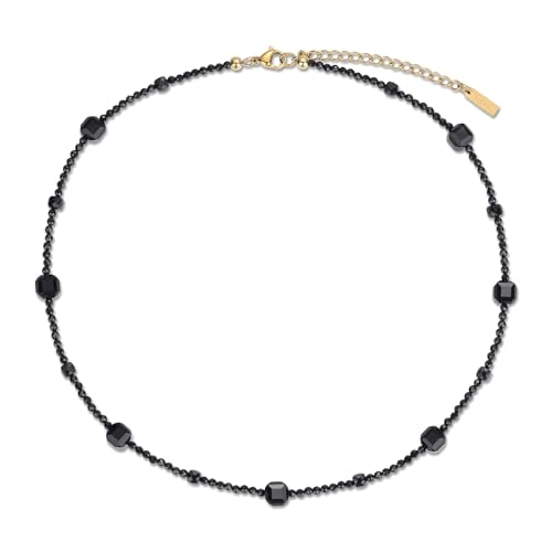 Gavu Edelstein Perlenkette Aus Schwarzer Onyx Und Spinell