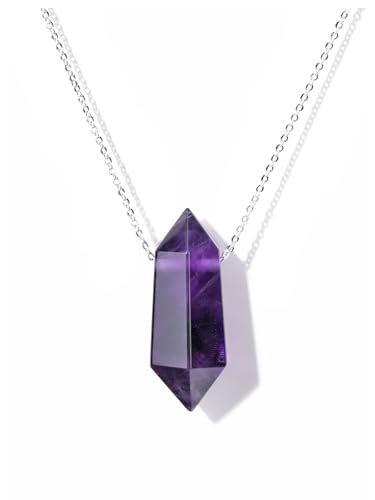 Jovivi Edelstein Amethyst Halskette Heilsteine Kette Hexagon S
