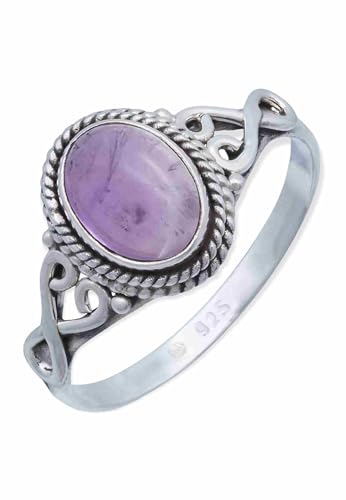 Mantraroma Damen Ring Silber Mit Stein Amethyst Edelstein