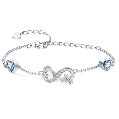 Qings Infinity Armband Damen Sterling Silber Unendlichkeit Herz