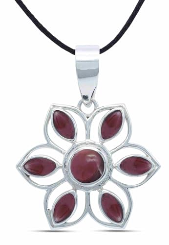 Mantraroma Kettenanh Nger 925 Silber Granat Roter Stein
