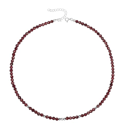 Unique Gems Perlenkette Edelstein Choker Echter Roter Granat