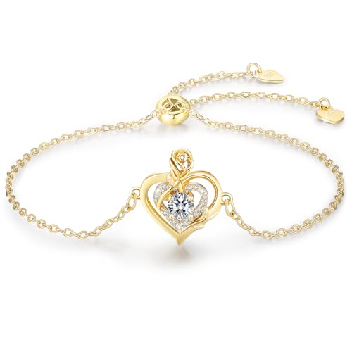 Lavumo Armband Silber 925 Herz Rose Moissanite Diamanten