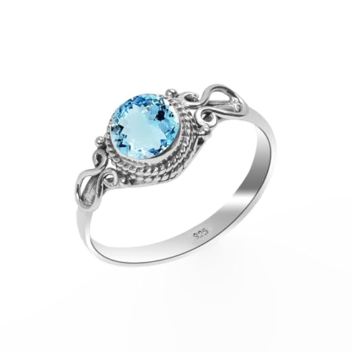 Blauer Topas Ring 925 Sterling Silber 100 Nat