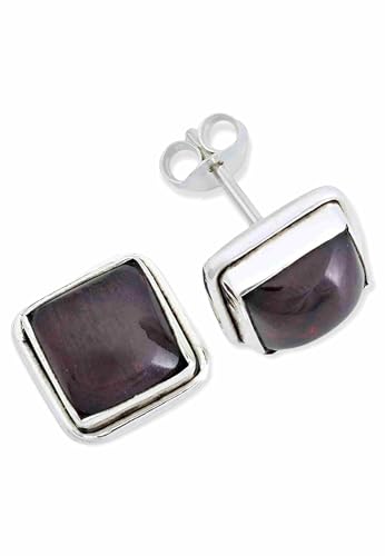 Ohrstecker 925 Silber Granat Roter Stein Edelstein Ohrringe