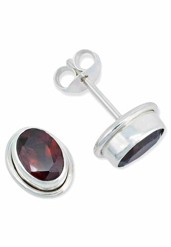 Ohrstecker 925 Silber Granat Roter Stein Edelstein Ohrringe