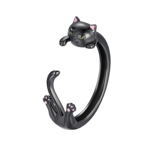 Velesay 925 Sterling Silber Damen Katze Ring Frauen