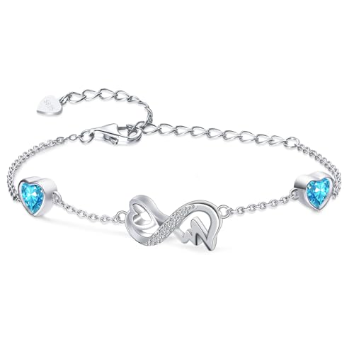 Qings Infinity Armband Damen Sterling Silber Unendlichkeit Herz