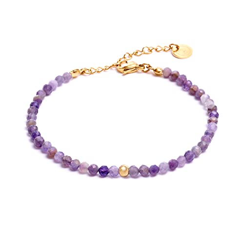 Bergerlin Amethyst Armband Lila Mit Vergoldeter Perle Facettiertes