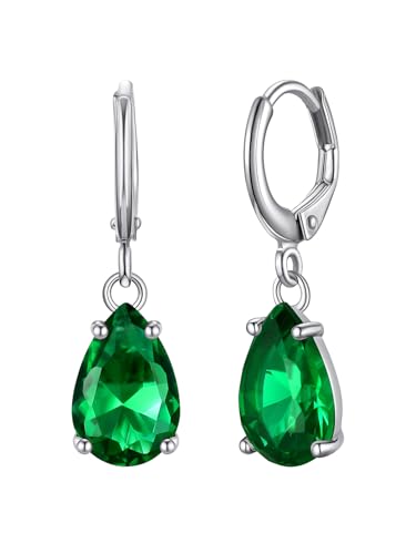 Bestyle 925 Silber Ohrringe Smaragd Birnenf Rmig Geburtssteine