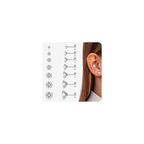 Jewebella 7 Pairs Klein Ohrstecker Chirurgenstahl Hypoallergen Medizinische