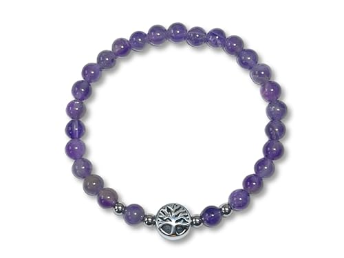 Majas Perlen Amethyst Armband Perlen Echt 6mm Lebensbaum