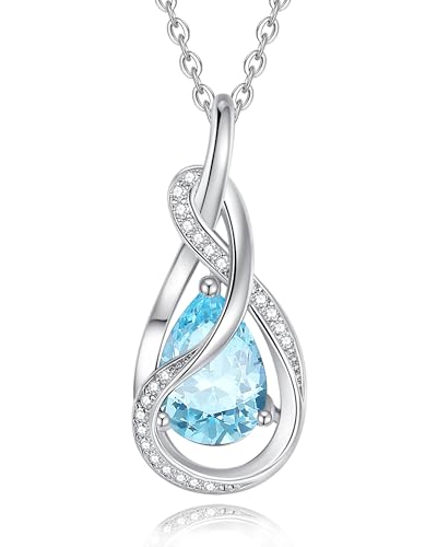 Fancime Aquamarin Halskette M Rz Geburtstein Sterling Silber