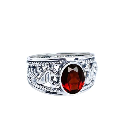 Gems Vibes Roter Granat Ring 925er Sterlingsilber Ring