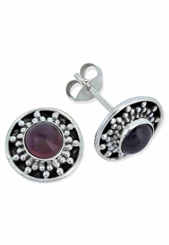 Ohrstecker 925 Silber Granat Roter Stein Edelstein Ohrringe