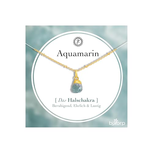 Bixorp Aquamarin Chakra Halskette Aus Rohen Edelsteinen Mit