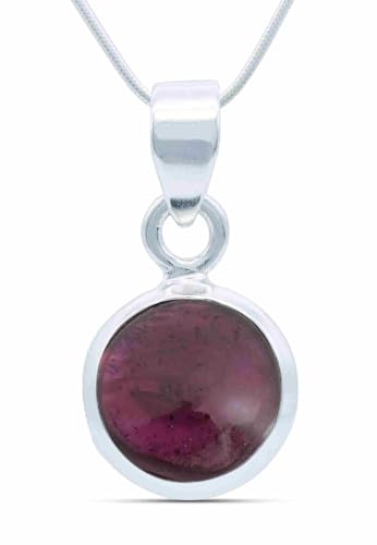 Mantraroma Echt Silberkette Mit Granat Roter Edelstein Damen