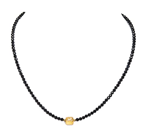 Spinell Kette Mit Citrin Schwarze Halskette 925 Silber