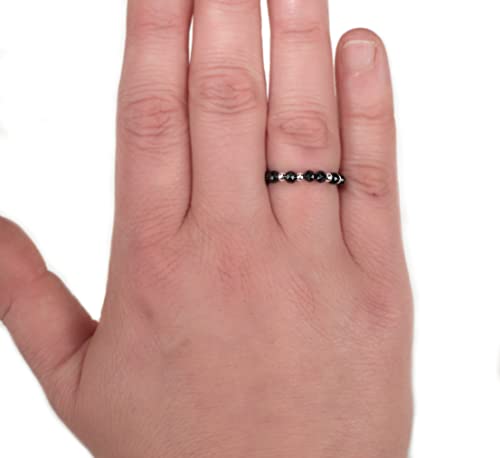 Spinell Schwarz Stretch Ring Perlenring Elastisch Spinellring Stapelring